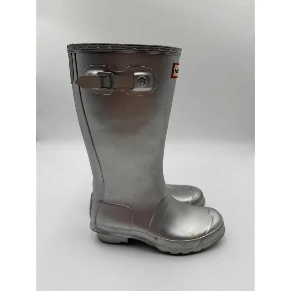 Hunter Silver Mid Calf Height Rain Boots Womens - Picture 4 of 5